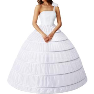 Womens Crinoline 6 Hoop Skirt Petticoat for Women Petticoat for Wedding Dress Underskirt Ball Gown Bridal (One Size, White)
