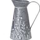 Vintage Galvanized Metal Pitcher Vase, Farmhouse Rustic Flower Vase with Handle, Decorative Floral Milk Jug Vase for Home Dcor, 10.8H