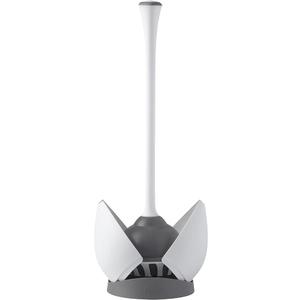 Clorox 620027 Toilet Plunger and Hideaway Caddy Bathroom Combo, Base, White/Grey