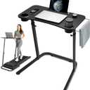 HOMELYM Treadmill Desk, Small Standing Desk for Walking Pad, 30-47 Inch Adjustable Height Walking Pad Stand for Treadmill, Portable Standing Table for Bike and Home Office Work - Black