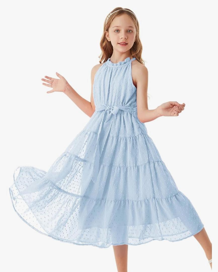 GRACE KARIN Girls Sleeveless Casual A-line Flowy Summer Maxi Dress for, Size 7Y