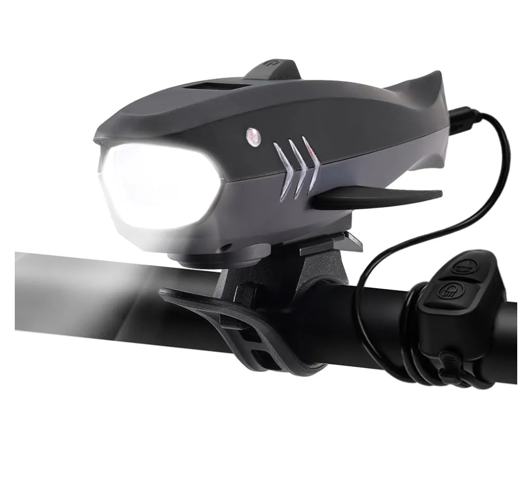 Bike Horn with Light, 120dB Electric Bicycle Bell & 400LM Rechargeable Headlight, IPX4 Waterproof Kids Bike Accessories for Boys/Girls, Scooters Black