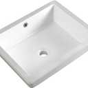 20 Inch Undermount Bathroom Sink Rectangle Undermount Sink White Ceramic Under Counter Bathroom Sinks with Overflow (19.7"x15.7")