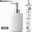 XLHOMO Resin White Bathroom Accessories Set 5 Pcs, Lotion Soap Dispenser, Toothbrush Holder, Bathroom Tumbler, Qtip Holder and Vanity Tray, Bathroom Countertop Organizer Set for Modern Home Apartment
