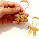 Gold Bow Knot Shower Curtain Hooks, 12PCS Rust Proof Shower Curtain Rings for Bathroom, Metal Decorative Shower Curtain Hangers Bathroom Accessories