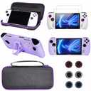 GUTIAL Accessories kit for ASUS ROG Ally 2023 - Accessories Bundle for ROG Alloy Gaming Handheld with Carrying Case Protective Cover case and 2 Pack Screen Protector, 6 Thumb Grips (Z-Purple)