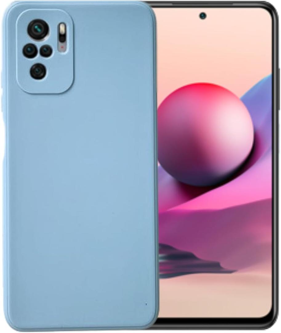 Compatible with Xiaomi Redmi Note 10 or Note 10S Soft Liquid Silicone Gel Cell Phone Mobile Basic Back case Cover casing funda para (Baby Blue)