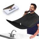 Beard Bib Apron for Men, Valentine's Day Gift Beard Trimming Catcher Bib for Shaving & Hair Clippings, Waterproof Non-Stick Hair Catcher Grooming Cloth with 2 Suction Cups (Black)