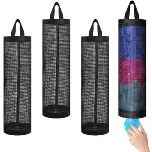 4 Pcs Plastic Bag Holder for Grocery Bags, Hanging Storage Bags Plastic Mesh Bags Dispenser Organizer Trash Bags Grocery Shopping Bag Holder for Home And Kitchen