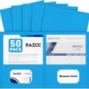 Two Pocket Folders, RAZCC 50 Pack 2 Pocket Folders Fit Letter Size Paper, Paper Folders with Pockets for School Office Business Home (Blue)