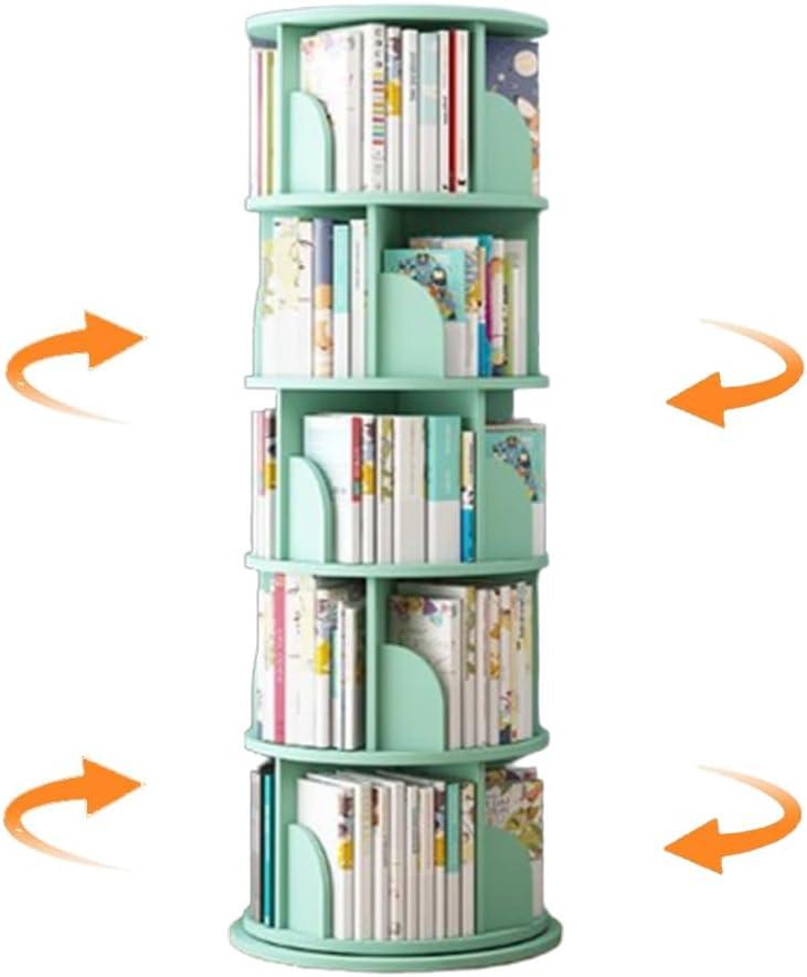 Generic 360  Rotating Bookshelf, Floor to Ceiling Picture Book Shelf, Simple Bookshelf, Home Storage Bookshelf, Student Storage Bookshelf, Large Capacity Bookshelf (Five Layer Green Bookshelf)