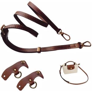 Purse Straps Replacement, Leather Handbag Crossbody Shoulder Strap Kit for Longchamp Mini Bags, Adjustable Length Range is 35 to 48 Inches