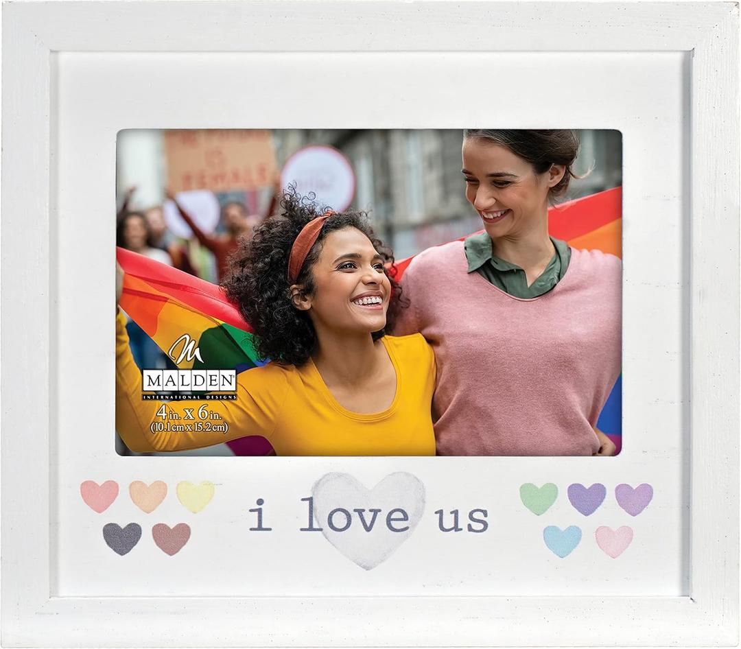 Malden International Designs 4x6 I love us LGBTQ+ White Picture Frame