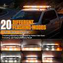 47" Amber White LED Rooftop Emergency Strobe Light Bar Heavy Duty Aluminum Flashing Warning Security Traffic Advisor 20 Flashing Modes with Take Down & Alley Light for Truck Tow Construction