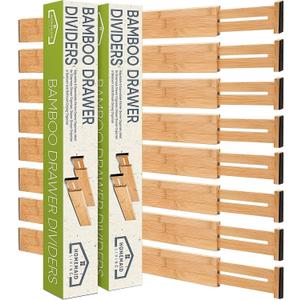 Homemaid Living Bamboo Drawer Dividers Adjustable & Expandable, Kitchen Drawer Organizer, Ideal for Silverware, Dresser Drawer Organizer or Bedroom & Bathroom Drawers Organizers (8pk) (Natural)