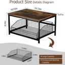 KLM Pull Out Spice Rack Organizer for Cabinet,Rustic Wood Top with Wire Basket Storage,Kitchen Countertop Organizer and Storage for Pantry, Counter top,Coffee Station Wood. (Brown)