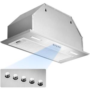 Insert Range Hood 24Inch, Built-in Kitchen Hood with 353 CFM, 3-Speed Vent Hood with Push Button Control LED Lights, Metal Filter, Suitable for Home kitchen, Compact Kitchen, Apartments