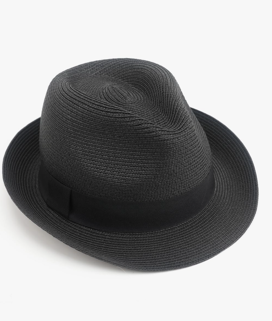 Summer Straw Fedora Hat for Women Men Travel Panama Hat with Wide Brim Roll Up Sun Hat for Beach Outdoor UPF 50+
M