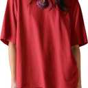 Esmeling Women Summer 2 Piece Skirt Sets Round Neck Short Sleeve Outfits Casual Tops and Pleated Skirts Sets (Medium, Red)