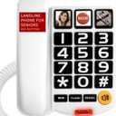 Uvital Large Button Phones for Seniors, White Corded Landline Phone with 3 One-Touch Dialing Big Buttons, Hands-Free, Loud Ringer, Adjustable Volume, Easy for Visually Impaired Telephone for Seniors