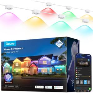 Govee Permanent Outdoor Lights Pro, 200ft with 120 RGBIC LED Lights for Daily and Accent Lighting, 75 Scene Modes for Outdoor Decor, IP67 Waterproof, Works with Alexa, Google Assistant, Matter, White