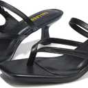 Women's Kitten Heels Sandals Flip Flops Low Heels Slip On Slides 1.8-2 Inch Heeled Square Open Toe Sandals for Women (5.5, Black)