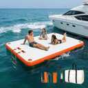 Inflatable Floating Dock, Water Island Float Raft Mat with Non-Slip Surface, 5FT/8FT/10FT Air Deck Platform, 6 Inch Thick for Pool, Lake, River, Beach, Ocean, 10 ft x 6.6 ft x 6"