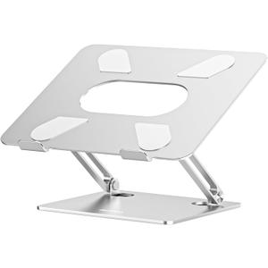 BoYata Laptop Stand, Adjustable Multi-Angle Laptop Holder, Compatible for Laptops up to 17 inches, Sturdy Aluminum & Silicone, Silver