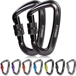 STURME Carabiner Clip 12KN Aluminium Wiregate Lightweight Heavy Duty Large Strong Durable D-Ring Hooks Spring Snap Link Keychain Clips Set for Hammock
