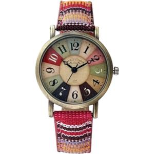 Gosasa Creative Multicolor Watch for Women Woven Strap Fashion Rainbow Pattern Women's Watches Boho Hippie Watch Casual Style Wonderful Ladies Gift (Red)