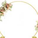 Wedding Arch 8.5FT Round Backdrop Stand Gold Metal Circle Backdrop Stand Circle Balloon Arch Stand Frame for Birthday Party Bridal Shower Anniversary Ceremony Candy Tables Celebration in 1.9m (6.3X7.2FT)