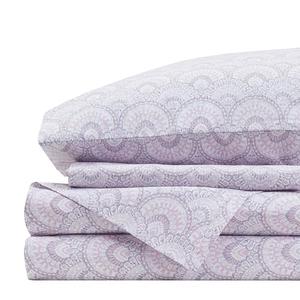 Comfort Spaces 100% Cotton Sheet Set Breathable, Lightweight, Soft with 14" Elastic Pocket Fits up to 16" Mattress, All Season Cozy Bedding, Matching Pillow Case, Queen Tabitha Purple 4 Piece