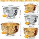 Mixing Bowls Set, 5PCS Stainless Steel Hammered Multicolor Mixing Bowls, Nesting Design Kitchen Bowls, 4.9/4.2/3.2/2.1/1.6QT for Mixing & Serving