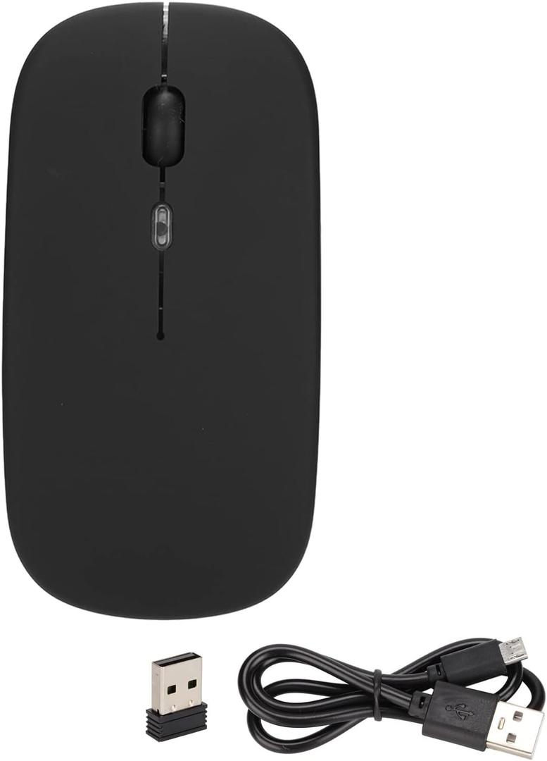 Wire Less 2.4G Ergonomic Dual Mode LED Breathing Light 500mAh Rechargeable Battery Adjustable DPI Office (Black)