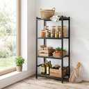 Small Storage Shelves, 4-Tier Metal Shelving Unit with Adjustable Feet, Compact Shelf Organizer for Garage, Kitchen, Pantry and Closet Organization, 17.7" x 11.8" x 43.3" Black