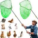 Chicken Catching Net  2-in-1 Combo with Coarse and Fine Mesh Nets, Extendable from 29 to 68  Stainless Steel Frame for Catching Ducks,Birds, Goose, and Fish. Essential Coop Accessory