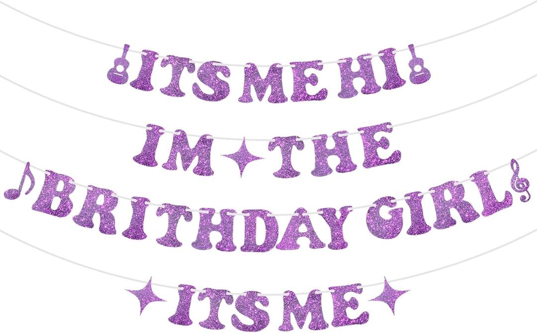 Canitor Its Me Hi Im the Birthday Girl Its Me Banner Happy Birthday Banner Birthday Party Decorations for Fans Girls Women Purple
