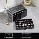 YUFONG Earring Storage Box Organizer, Acrylic Jewelry Storage Box Holder 5 Drawers Transparent Jewelry Display Stand with 120 Small Compartments Gift Boxes for Women Girls (Black)
