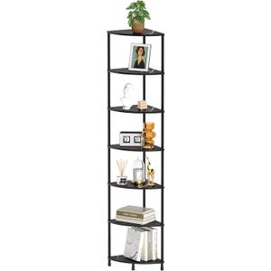 Greatseas Book Corner Shelf, 7 Tier Corner Bookshelf Display for Living Room Decor, 64.7" Standing Shelf Bookcase Organizer, Marble Black Storage Shelves for Bedroom, Bathroom, Small Space