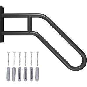 Hand Rails for Outdoor Steps Stair Railing Indoor Rail Metal Heavy Duty Non-Slip 1-3 Step Wall Mount Grab Bars U-Shape Safety Handle Garage Porch Courtyard Doorways (23")