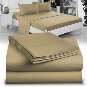Twin XL 100% Microfiber Double Brushed Sheet Set - Extra-Soft & Wrinkle-Free - 15" Deep Pockets, 39" x 80" - Ideal for Dorms, Hospitals & Split King Beds - 3 PC Set (Twin XL, Taupe)