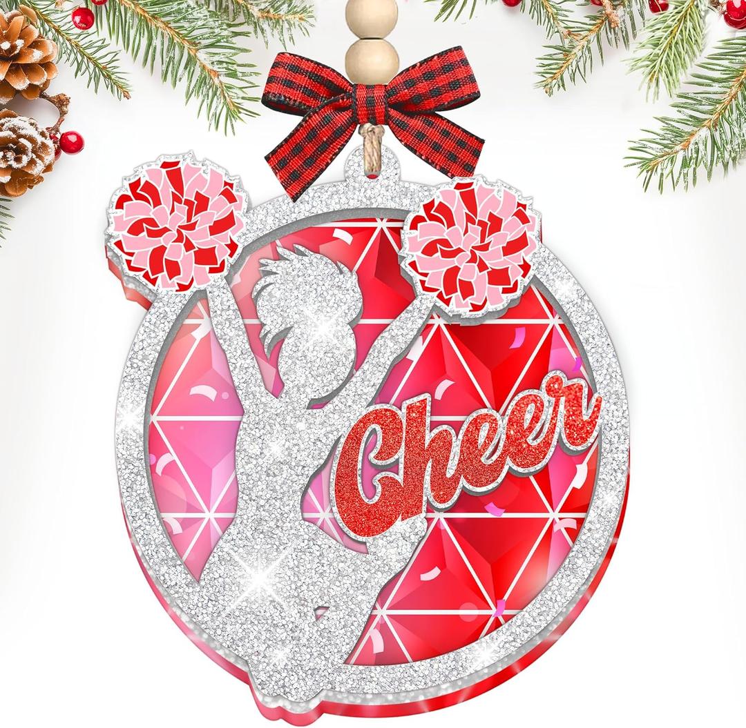 HEXMOZ Cheer Ornaments for Christmas Tree - Cheerleading Ornament for Women, Cheerleaders, Girls - Cheerleader Ornament Present Ideas, Xmas Ornaments Holiday Decorations 2025