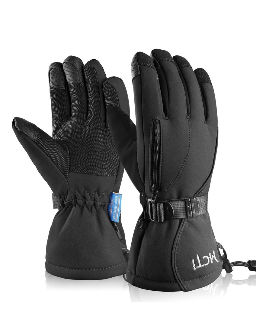 MCTi Waterproof Mens Ski Gloves Winter Warm 3M Thinsulate Snowboard Snowmobile Cold Weather Gloves, Large