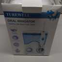 TUREWELL FC162 Water Dental Flosser for Teeth/Braces,10 Pressure Levels, 8 Water Jet Tips for Family, 600ML Electric Water Dental Oral Irrigator for Teeth Clean (White)