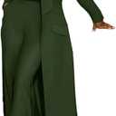 Famnbro Womens Suits 2 Piece Set Long Blazers Jacket Lapel and Straight Leg Pants Business Outfits (3X-Large, Olive Green)