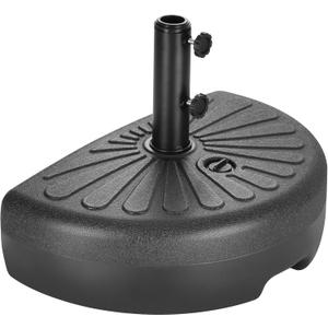 FLAME&SHADE 73lb Half Round Water Fillable Base Stand Weight for Patio Market Table Umbrella Outdoor, Black