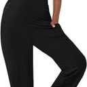 Maternity Pants Wide Leg Pregnancy Pants for Work Sweatpants Loose Maternity Loungepants Pajamawear with Adjustable Belt(Black,Large) (Black, L)