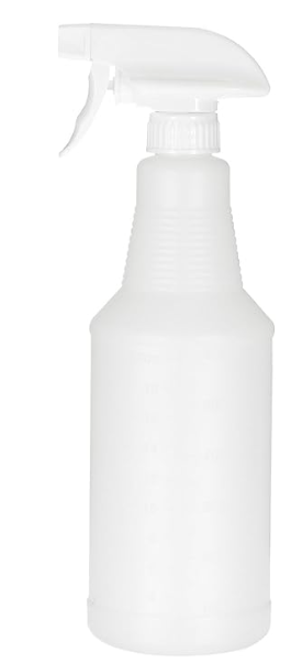 Clear Spray Bottle - 32 Oz., Adjustable Spray, Dilution Scale, Model# P-32