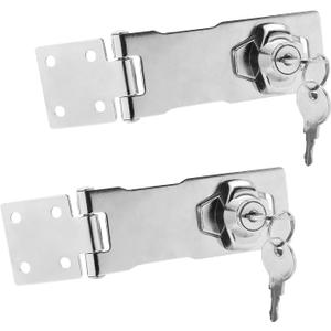 2PCS 4 Inch Keyed Hasp Locks, Keyed Alike Twist Knob Key Locking Hasp, Stainless Steel Catch Latch Safety Lock for Cabinets, Door (Silver)