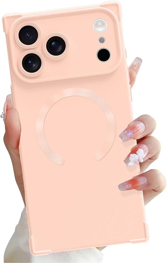 OOK Magnetic Case for iPhone 17 Pro Max 6.9 Inch [Wireless Charging Compatible] Soft TPU Solid Phone Cover Anti-Scratch Shockproof Protection Slim Case for Women Men - Pink
